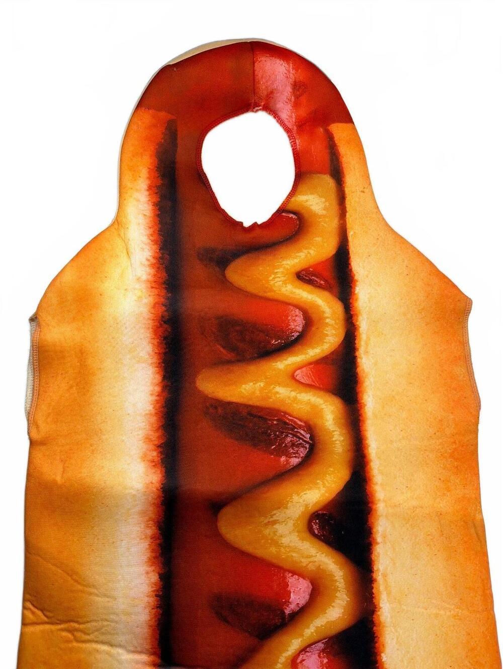Child's Hot Dog Halloween Costume with Mustard Novelty Print Size Medium